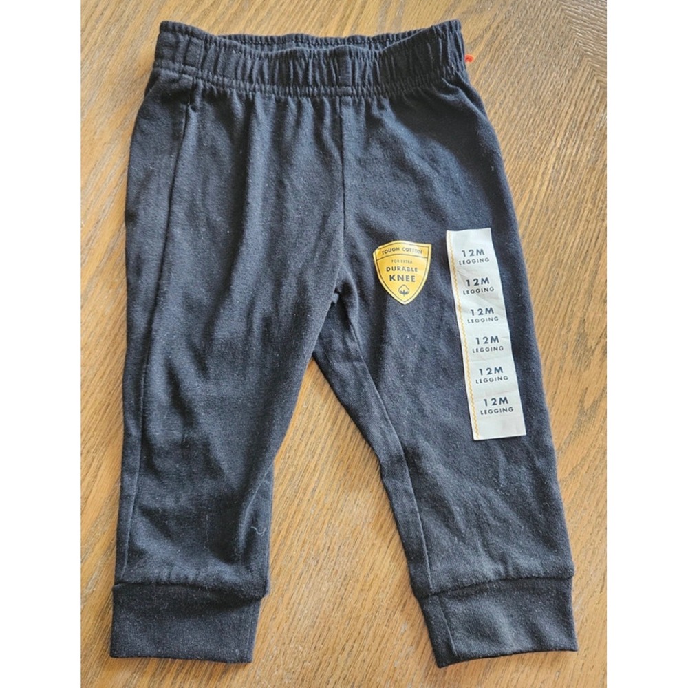 Tough Cotton Infant Leggings Black Durable Knee Pants 12M NWT